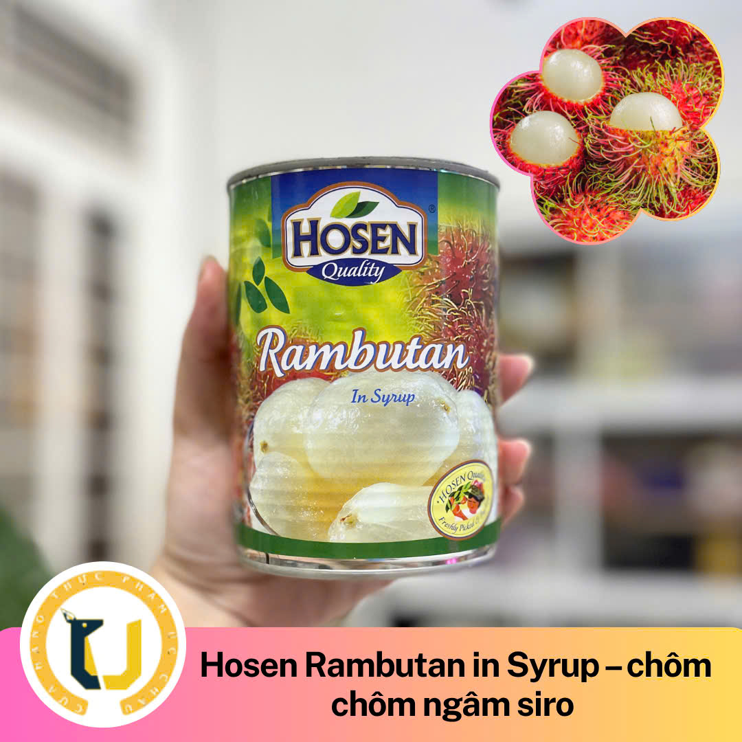 Chôm Chôm Nguyên trái ngâm nước syrup HOSEN RAMBUTAN In Syrup hộp 565Gr