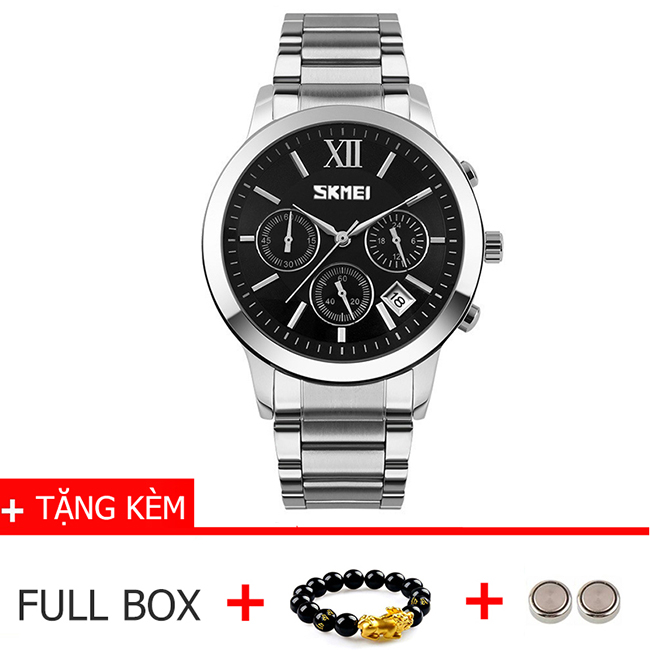 Đồng hồ nam thời trang chống nước Skmei 03 chạy full 6 Kim có lịch ngày Tặng vòng Tỳ Hưu