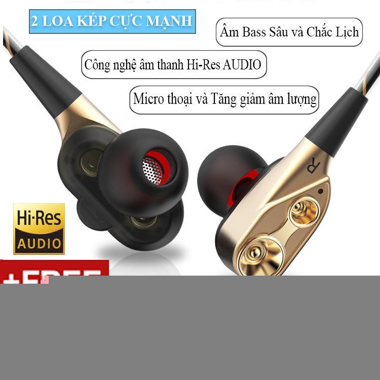 Tai nghe 4 Loa Siêu âm Bass Trầm cho điện thoại Samsung - Tiếng Bass Sâu (K8)