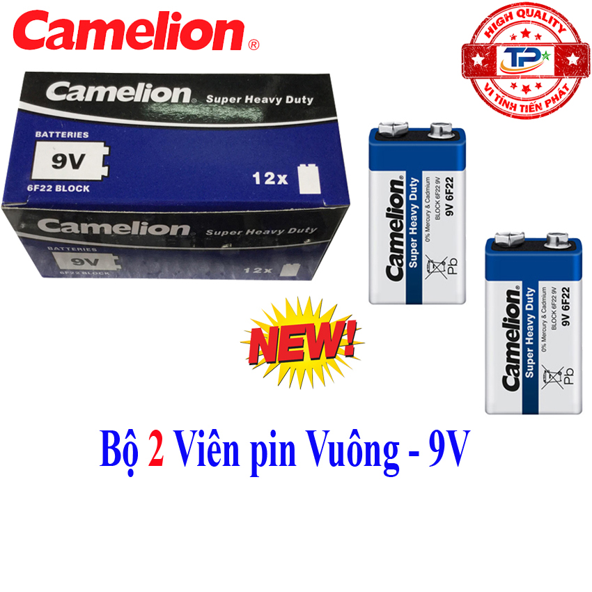 Vỉ 2 Viên Pin vuông 9V Camelion Super Heavy Duty Battery - 6F22 / SP1B .