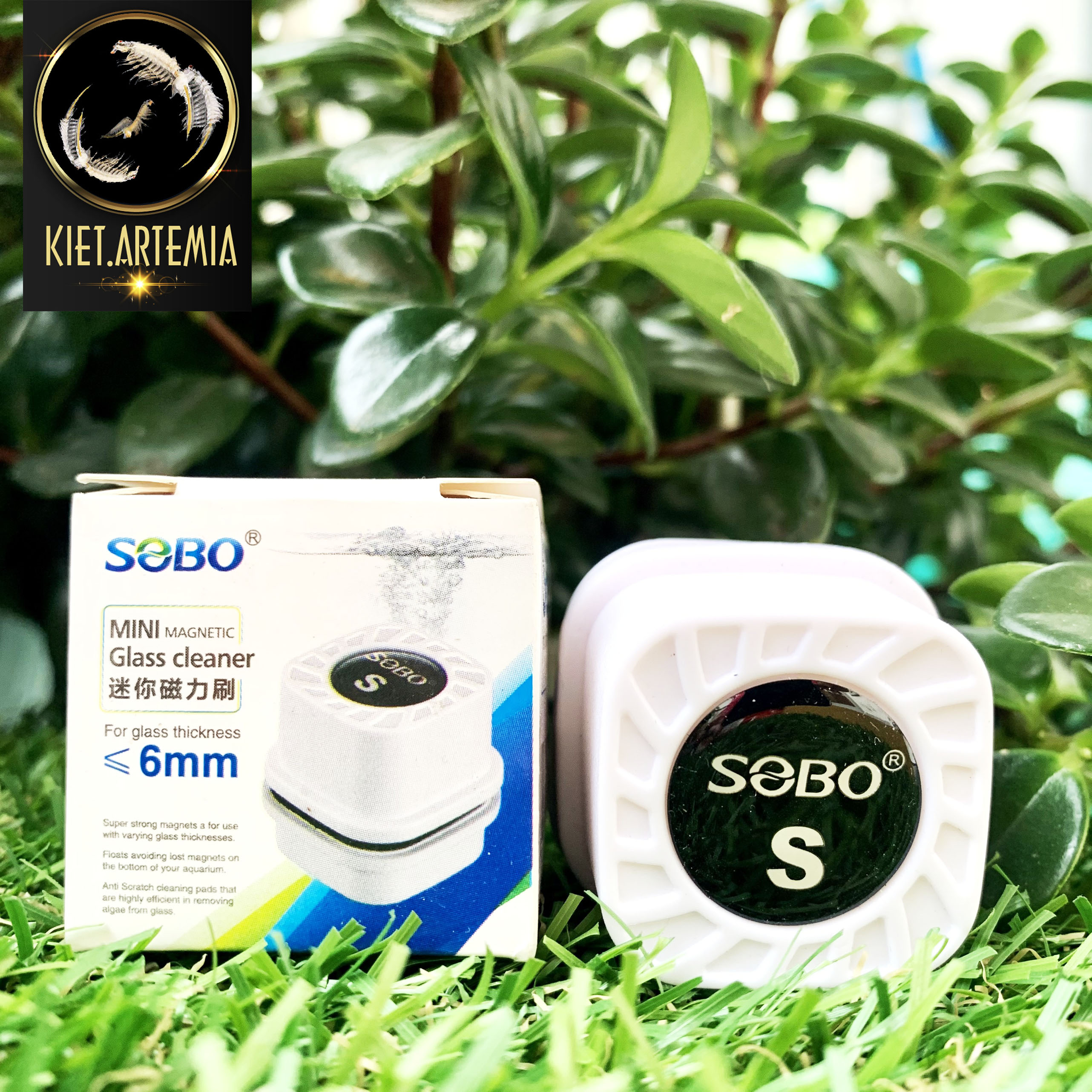 Lau kính nam châm 2 mặt, nam châm lau kính hồ cá, vệ sinh hồ cá SOBO size S