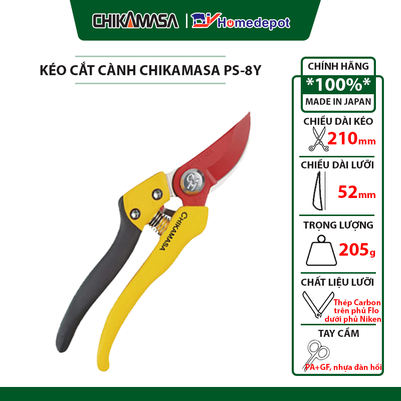 Kéo cắt cành Nhật Bản Chikamasa PS-8Y