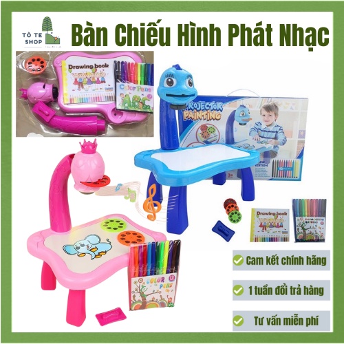 Bàn vẽ có đèn chiếu sáng 24 hình có thể phát nhạc, đèn chiếu vẽ tranh, bàn vẽ thông minh kèm máy chiếu cho bé tập vẽ