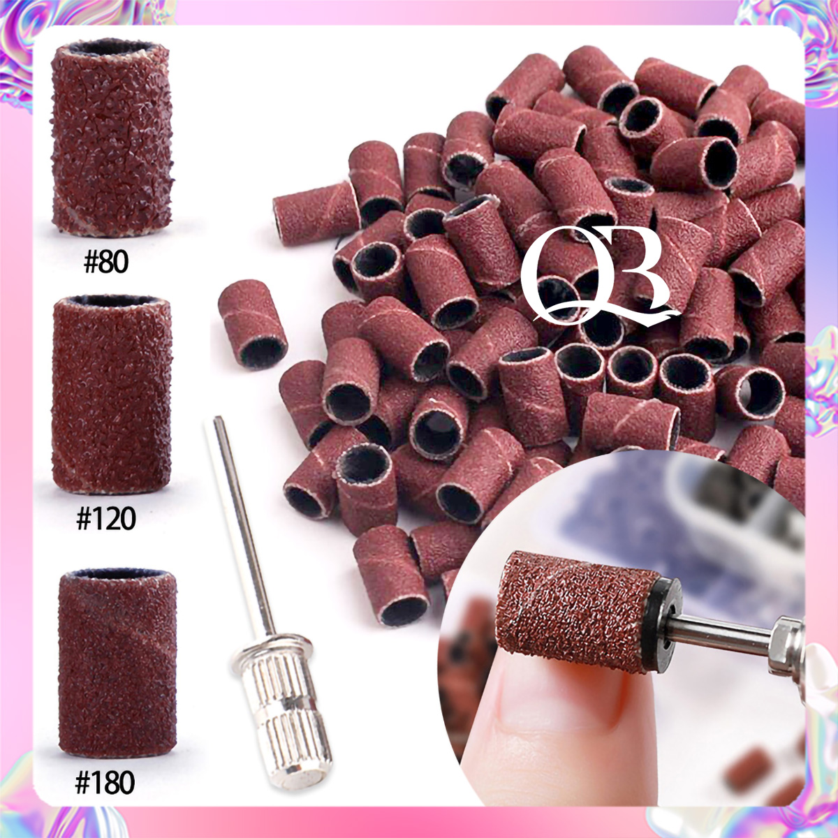 Set 10 đầu mài giấy + 1 lõi mài sắt mài mịn móng, phá sơn gel