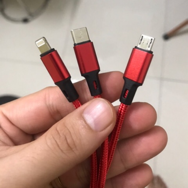 Cáp sạc 3 đầu dây dù loại đẹp
