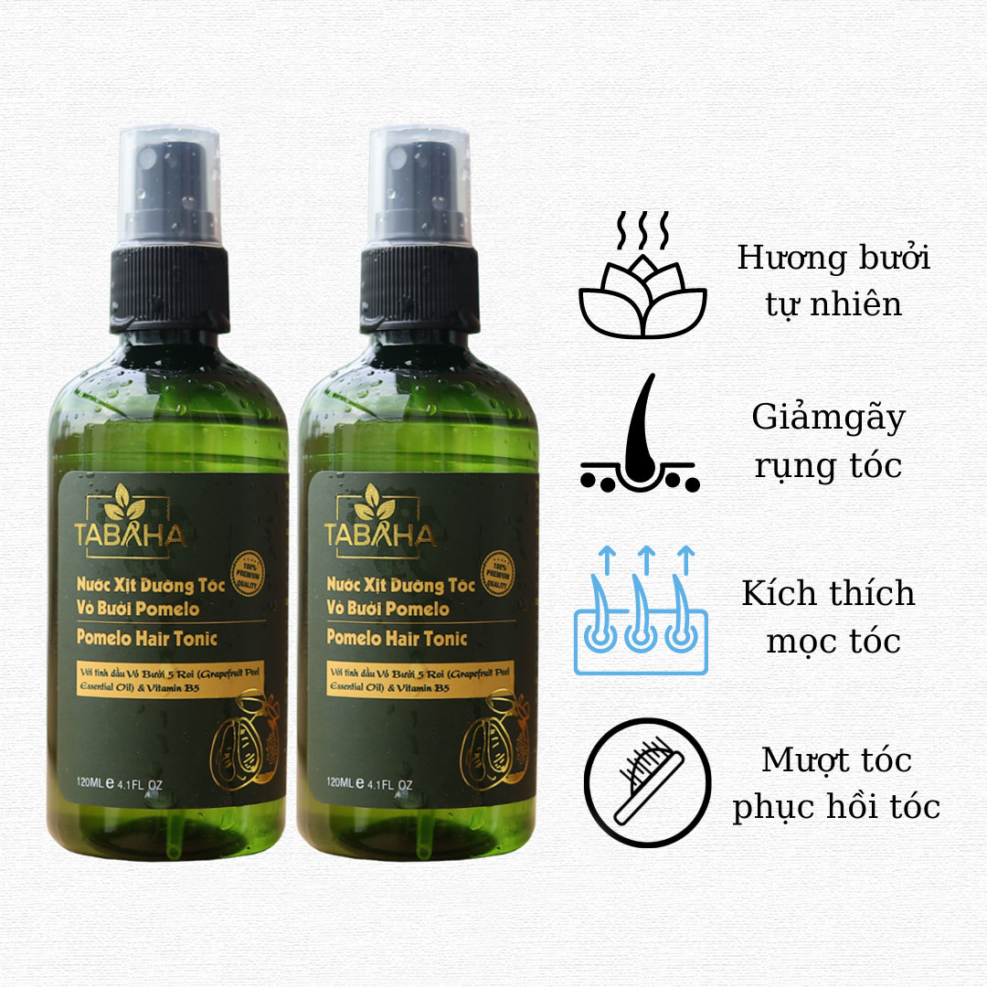 Combo 2 xịt dưỡng tóc Pomelo tabaha 120ml giảm rụng tóc tặng dây buộc tóc