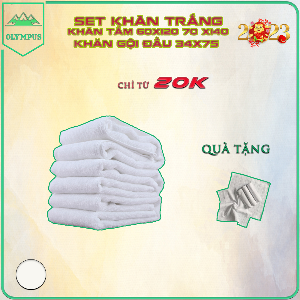 Set Khăn Tắm OLYMPUS Cotton Cao Cấp Mềm Mịn Thấm Hút Tốt Dùng Cho Nhà Hàng, Khách Sạn, Spa Đủ Kích Thước
