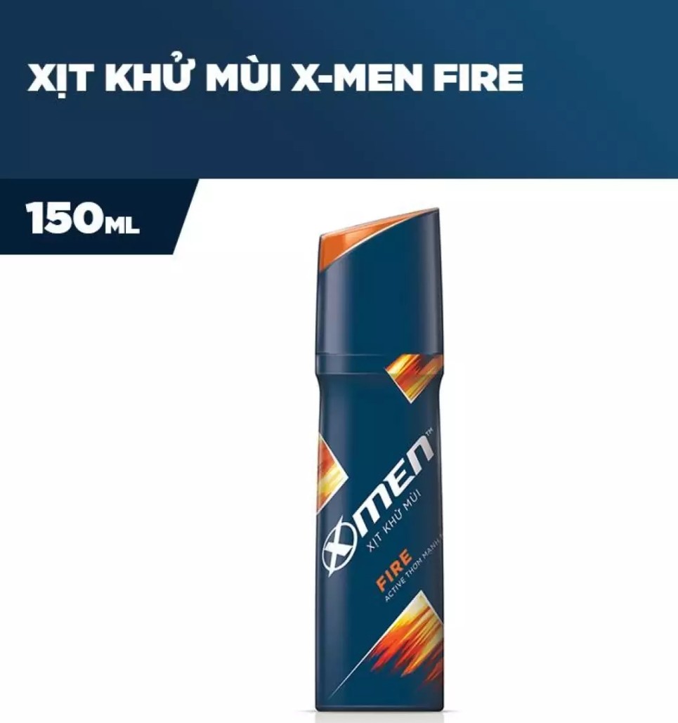 Xịt khử mùi nước hoa Xmen Fire Active mùi hương nam tính 150ml