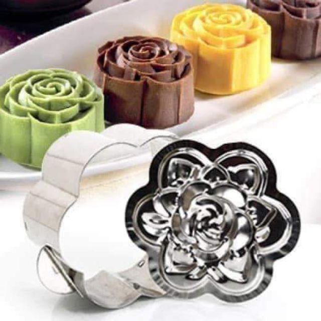[HCM]Khuôn làm xôi inox hình hoa hồng size lớn 15cm - Khuôn làm bánh - Khuôn hình hoa làm xôi - Khuôn xôi inox