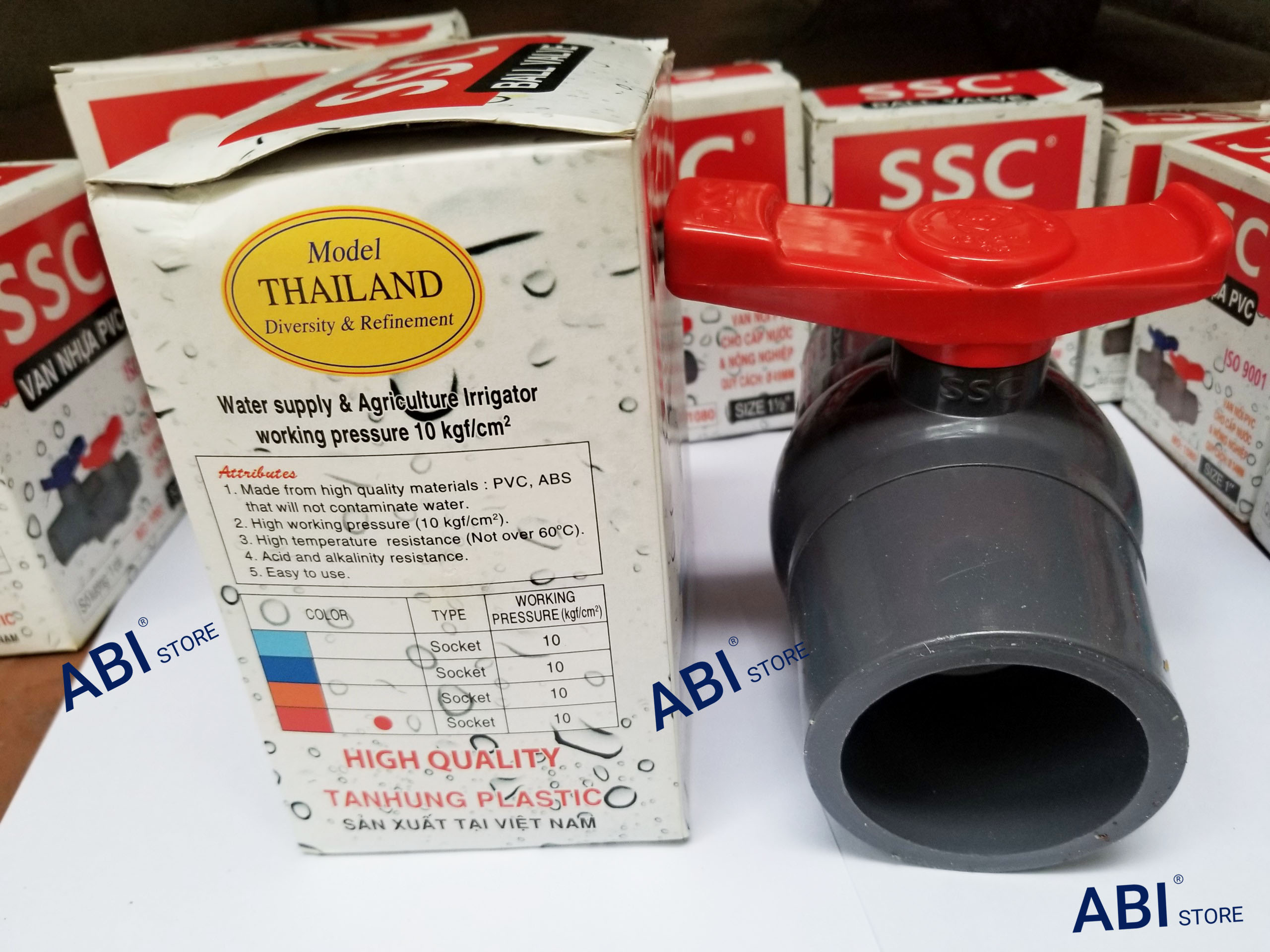 Van khóa nước nhựa phi 60, van nhựa SSC, van khóa PVC cao cấp