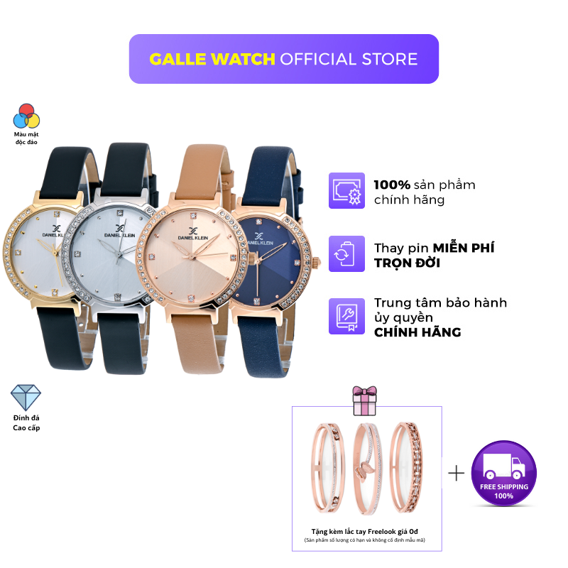 Đồng Hồ Nữ DANIEL KLEIN Premium Chính Hãng - Galle Watch Store - Đồng Hồ Mặt Tròn, Kính Cứng Dây Đeo Da, Mặt Số Hiệu Ứng Sunray Đồng Hồ Nữ Sang Trọng, Bảo Hành 24 Tháng, Thay Pin Miễn Phí Trọn Đời DK.1.12847