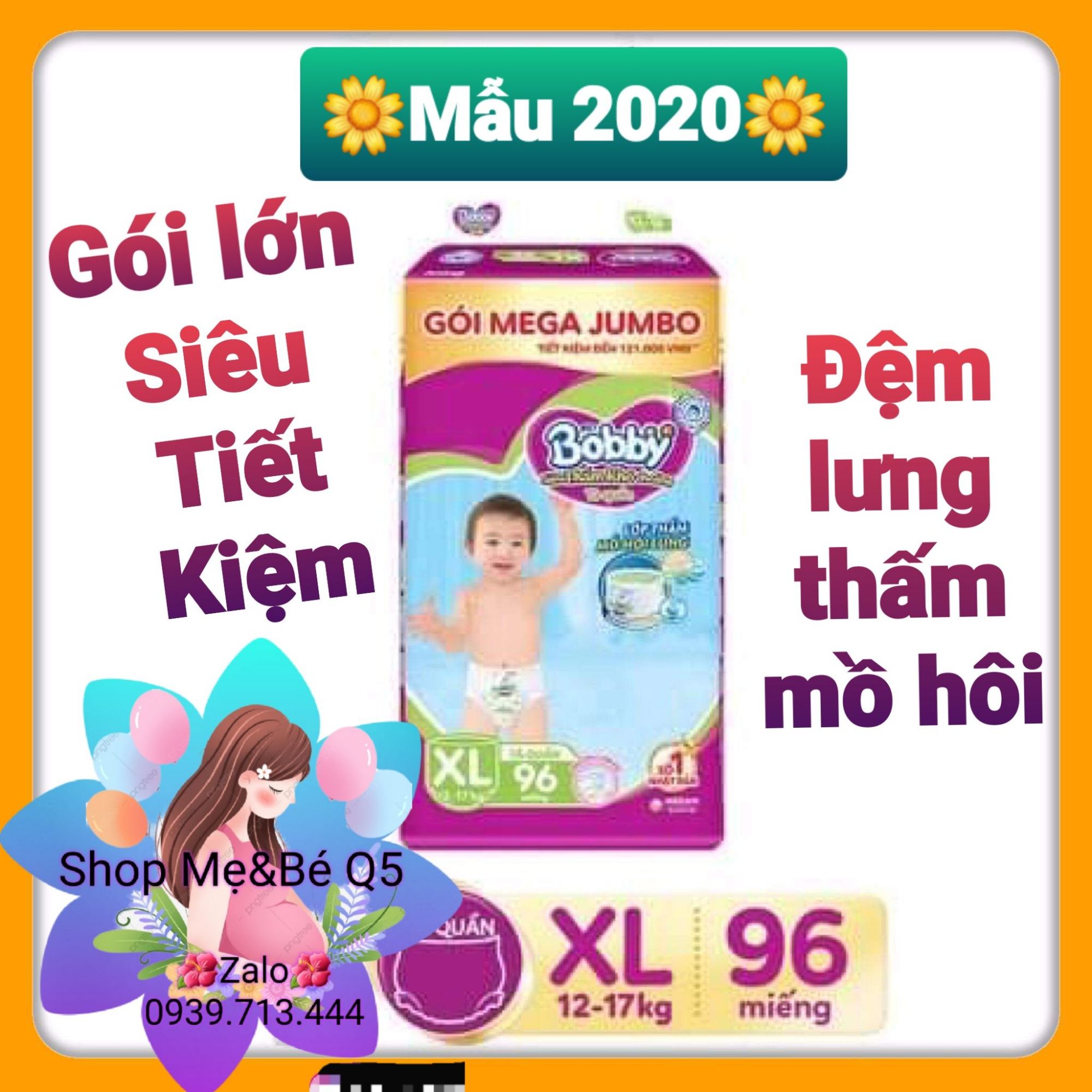 ́́́*tã quần bobby mega jumbo size xl96 miếng