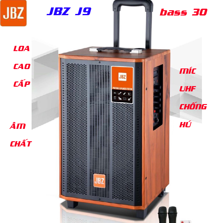 Loa kéo jbz j9 bass 30 công suất 300w,âm thanh cực hay, kèm 2 míc xịn, hát karaoke siêu chất