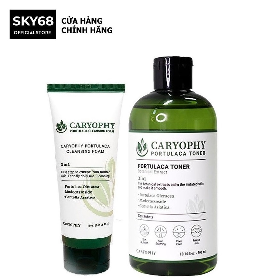 Combo giảm mụn thâm chiết xuất từ rau má Caryophy Portulaca