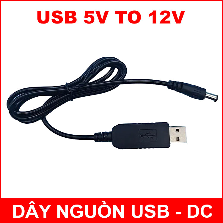 Dây chuyển đổi nguồn usb 5v sang 12v dc