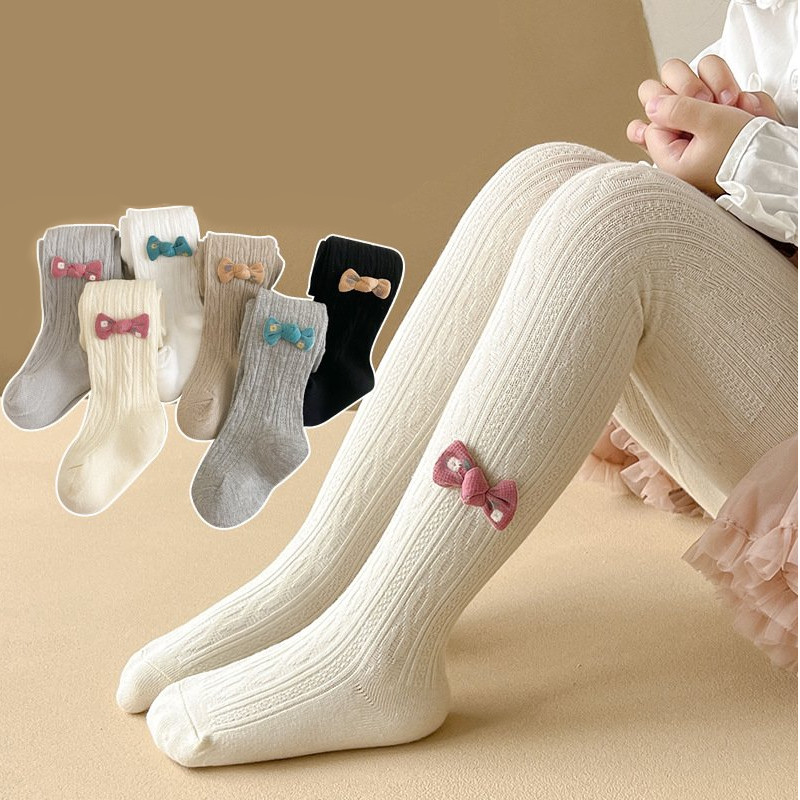 Quần Tất Bé Gái - Quần Tất Cho Bé Gái Cotton Đính Nơ Hàn Quốc 1-12 Tuổi