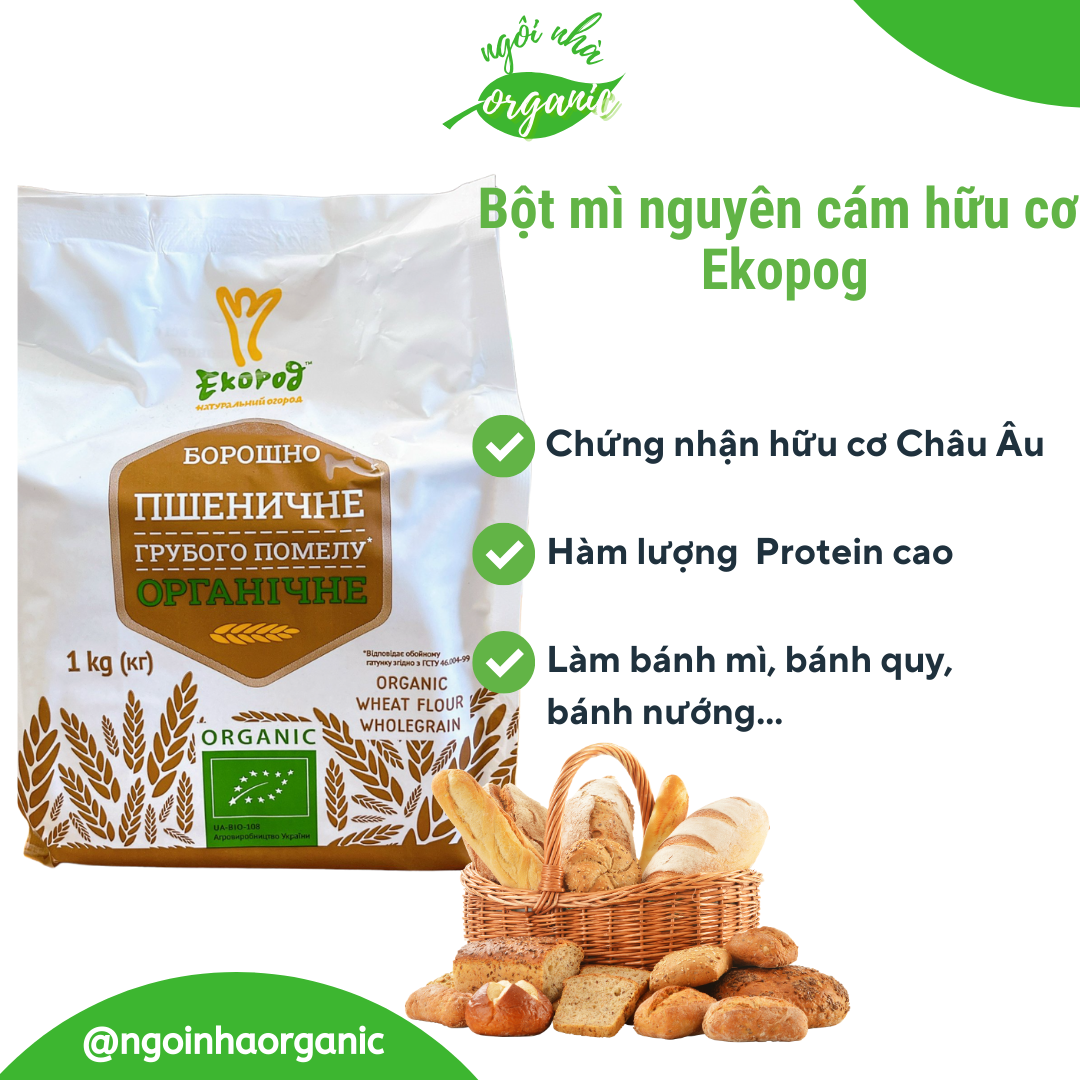 Bột mì nguyên cám hữu cơ Ecorod Wholemeal Wheat Flour