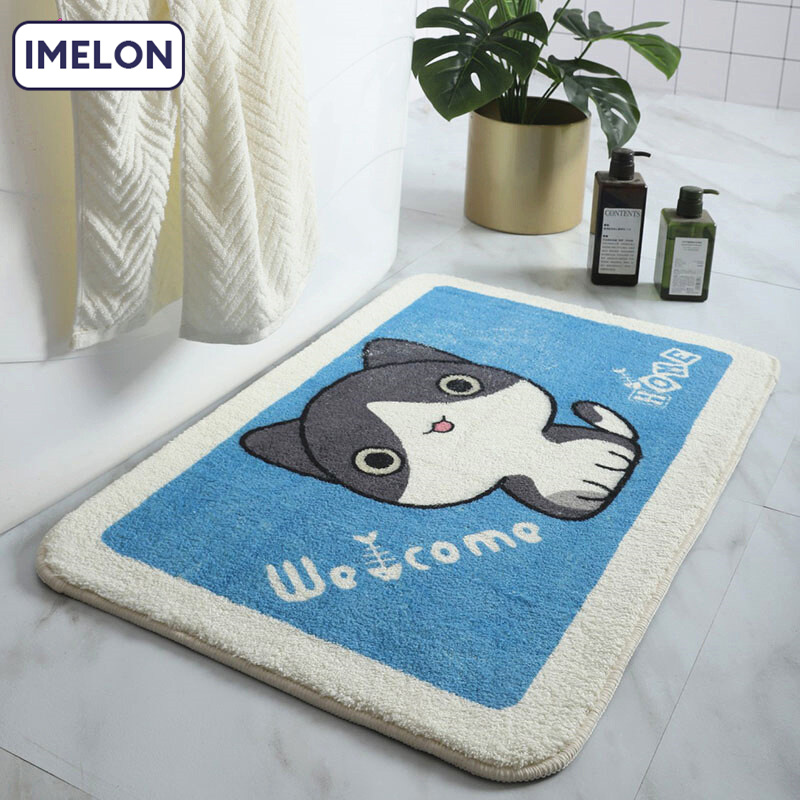 IMELON Buy 1 Get 1 Free gift Free Whole Store Cartoon Cashmere Faux Floor Mats, Absorbent Floor Mats for Bathrooms, Bedroom Carpets