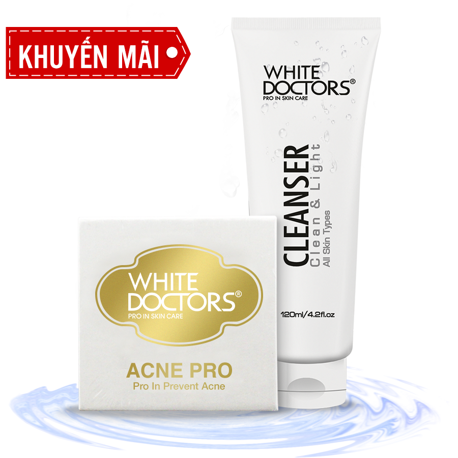 Bộ đôi hỗ trợ giảm mụn White Doctors Acnes Pro Và Sữa rữa mặt