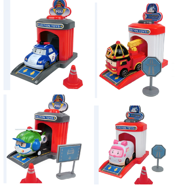 Bộ xe ô tô Robocar poli và nhà đẩy đồ chơi trẻ em gồm 4 nhà đẩy và xe