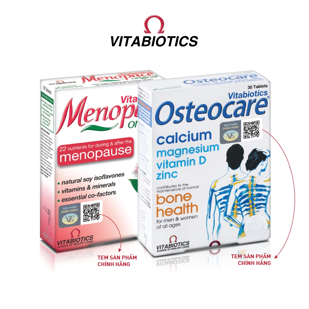 Bộ Sản Phẩm Vitabiotics OSTEOCARE Giúp Xương Chắc Khỏe 30 Viên Và MENOPACE