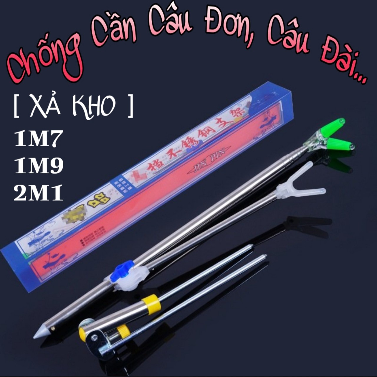 Chống cần câu đài, gác cần câu đài câu đơn Siêu Bền Full Inox Đủ kích thước 1m5 1m7 1m9 2m1 giá đỡ cần câu đài, giá để cần câu cá, chống cần carbon giá rẻ - SANAMI FISHING