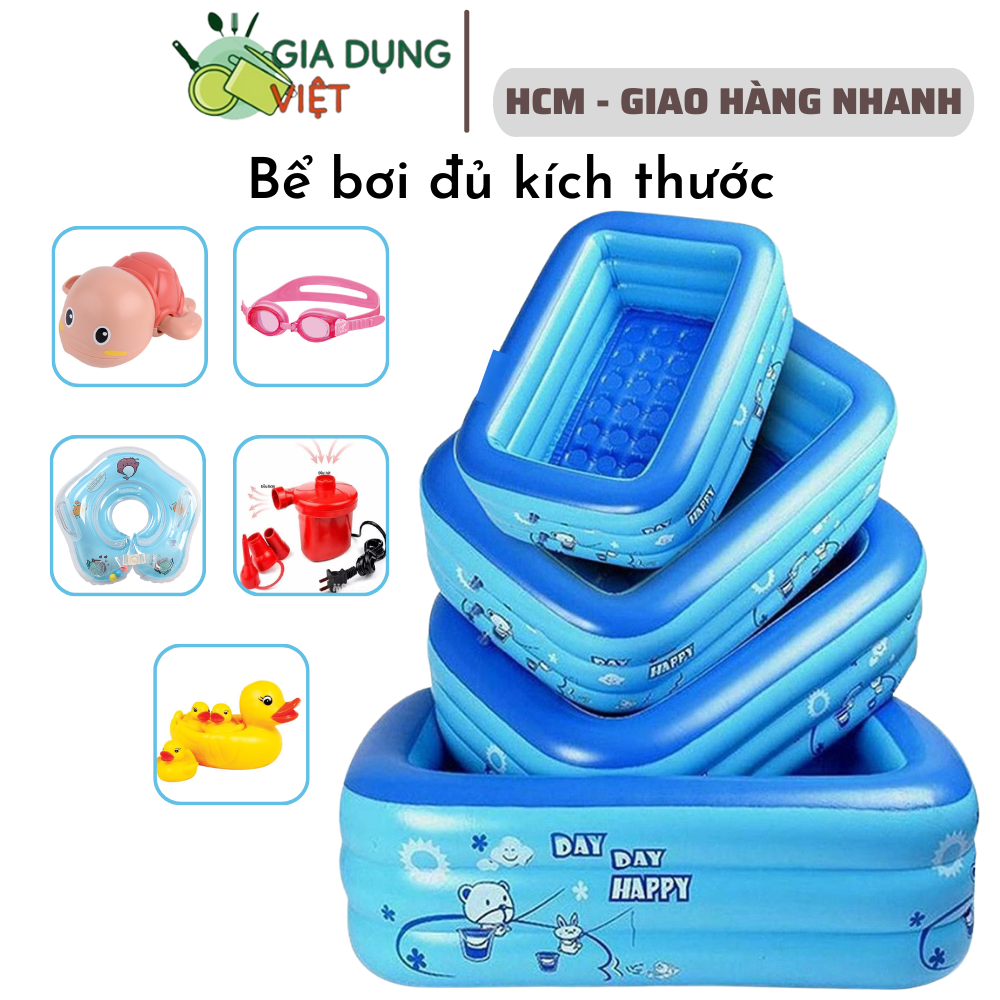 Bể Bơi Cho Bé, Hồ Bơi Phao Trẻ Em Chống Trơn Đủ Kích Thước Kèm Nhiều Quà Tặng Hấp Dẫn, Bể Bơi Mini Chất Liệu PVC An Toàn, Đàn Hồi Cao, An Toàn Cho Trẻ