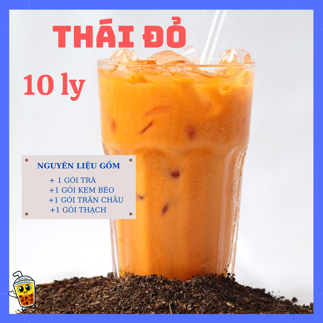 Sét nguyên liệu làm Trà sữa thái đỏ ( có trân châu)/ nguyên liệu làm trà sữa