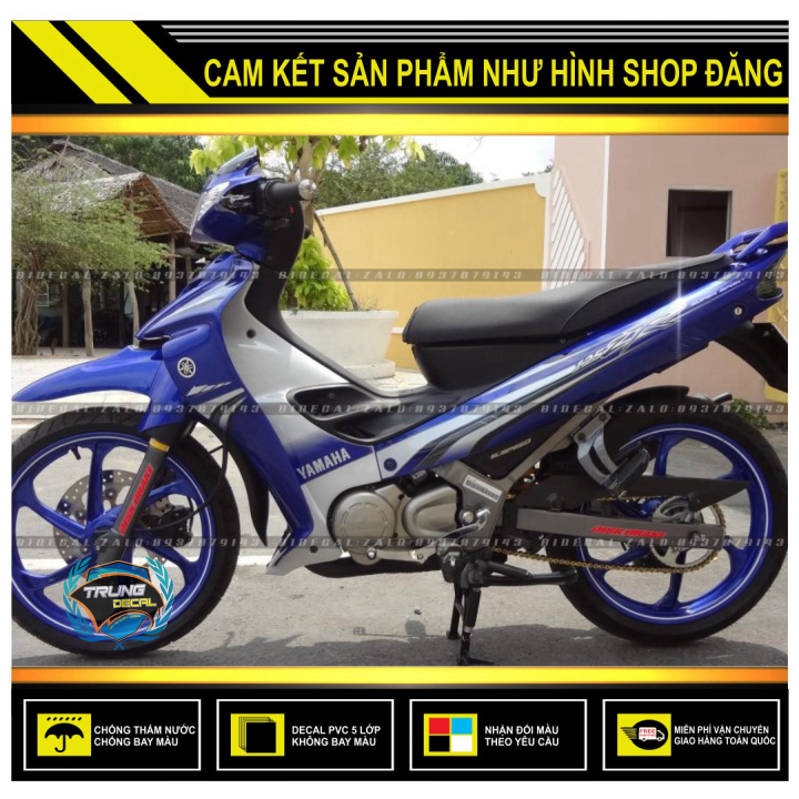 Tem rời yaz 125 mẫu zin cảo dan xe xanh yếm trắng