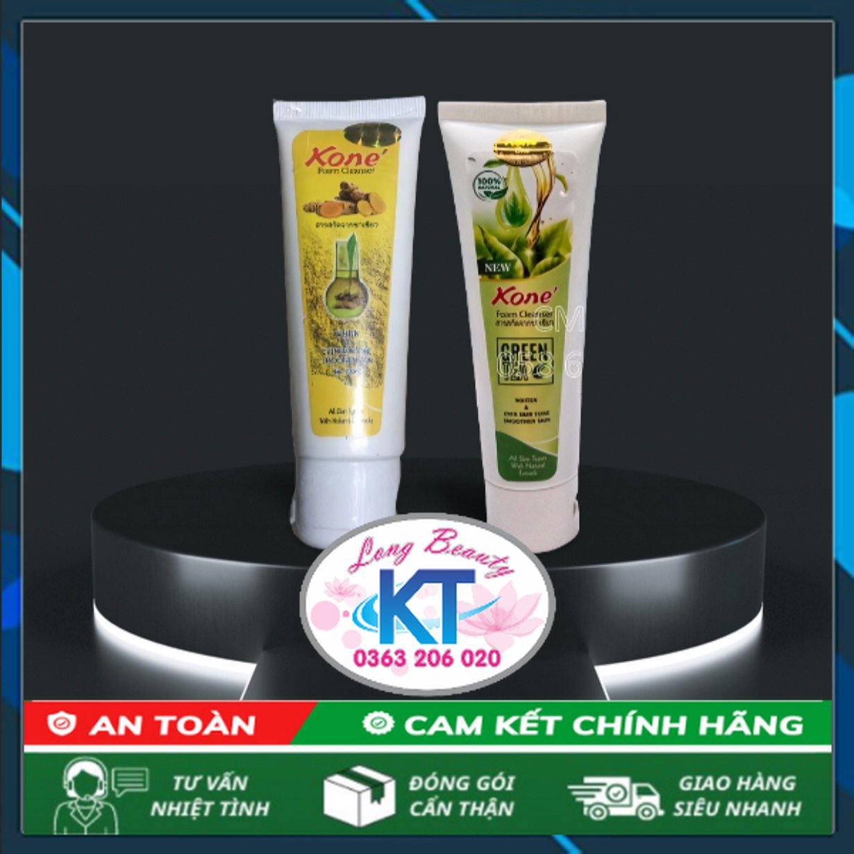 [Chuẩn Thái lan-Kone-giá sĩ ] Sữa rửa mặt Nghệ và trà xanh100ml Sữa rửa mặt thải độc da Phù hợp với mọi loại da Cung cấp ẩm làm trắng da.Kháng khuẩn, ngừa mụn.