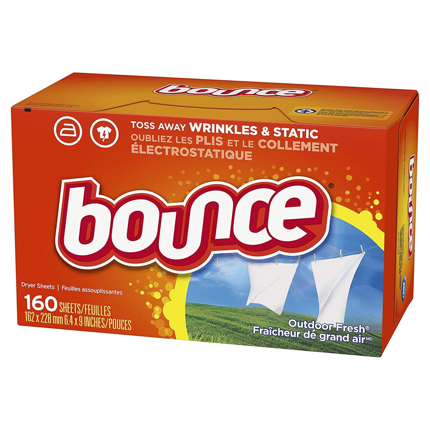 Hộp Giấy Thơm Quần Áo & mềm vải Bounce Fabric Softener Sheets Outdoor Fresh 105/120/160/240 tờ (Mỹ)