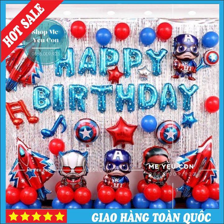 Bóng trang trí sinh nhật giá rẻ, bóng bay hình siêu nhân giá rẻ, combo trang trí sinh nhật bé trai, Set Sinh Nhật Siêu Nhân Cho Bé Trai Và Bé Gái