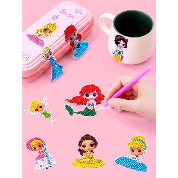 Bộ 12 tranh đính đá mini dạng sticker cho bé - queen store ngọc thịnh