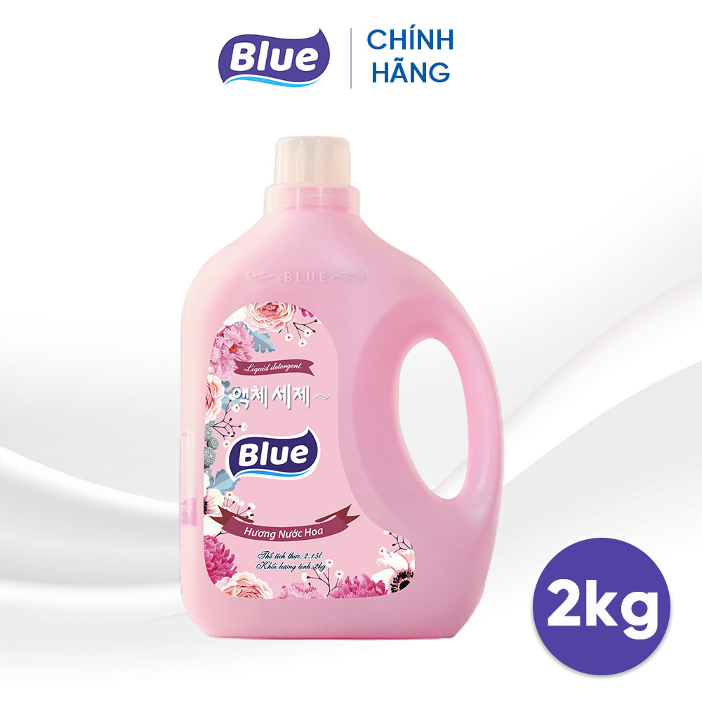 Nước giặt Blue Hàn Quốc can 3KG - Hương Nước Hoa An toàn da tay, Chống Oxi hoá sợi vải, Lưu hương dài lâu