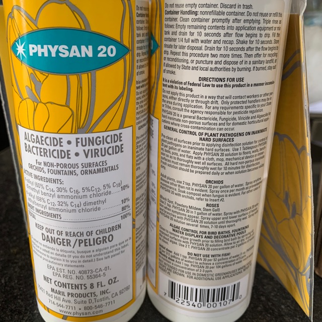 Sản Phẩm Nhập Từ Mỹ Trừ Nấm Bệnh Cây Trồng Physan 20 Chai 240ml