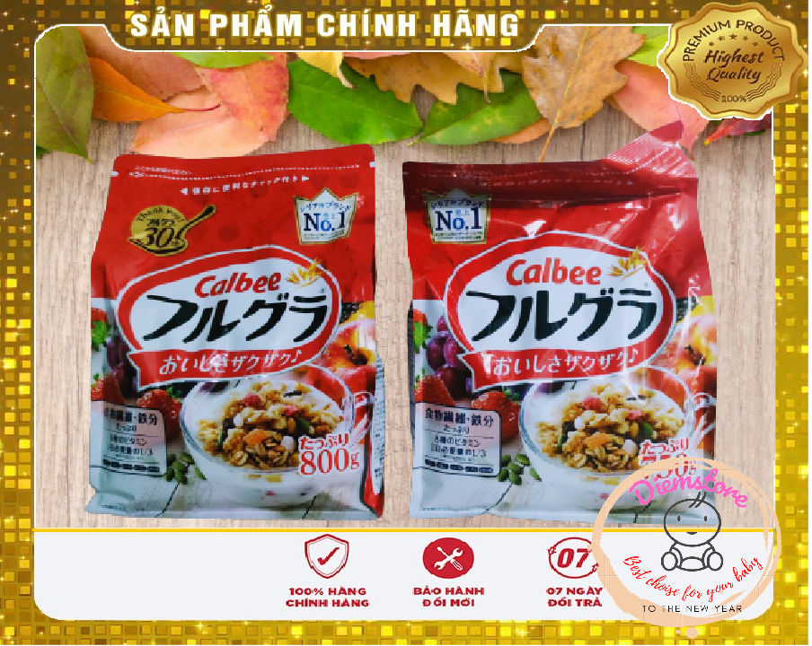 Ngũ cốc Calbee Ăn Kiêng Giảm Cân Nhật Bản mix sữa chua hoa quả trái cây dùng ăn sáng (750/800G )