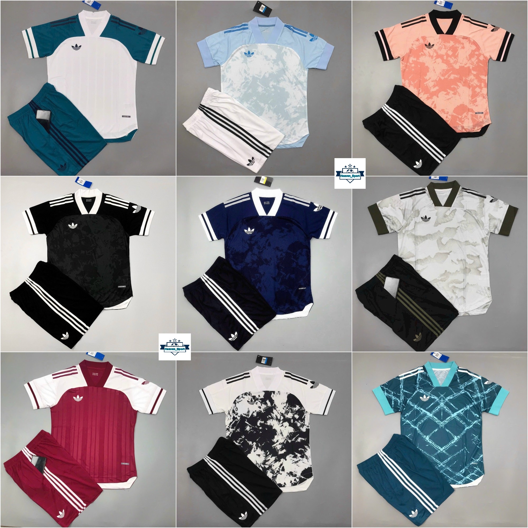 Áo bóng đá, áo thể thao ba lá a.d.i.d.a.s - vải polyester thái gai lưới - full màu