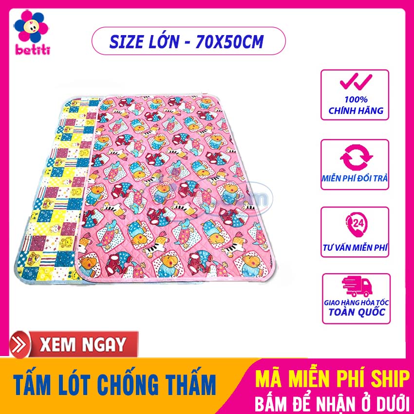 [LOẠI TO 70X50 CM] Tấm Lót Chống Thấm Cho Bé Mềm Mại, Nằm Mát, Dày Dặn - Miếng Lót Chống Thấm Thay Bỉm, Tã/Tả, Chiếu Chống Thấm Cho Bé, Nệm Thảm Chơi Cho Bé, Thảm Lót Nệm BETITI - Chiếu Lót Nhựa To