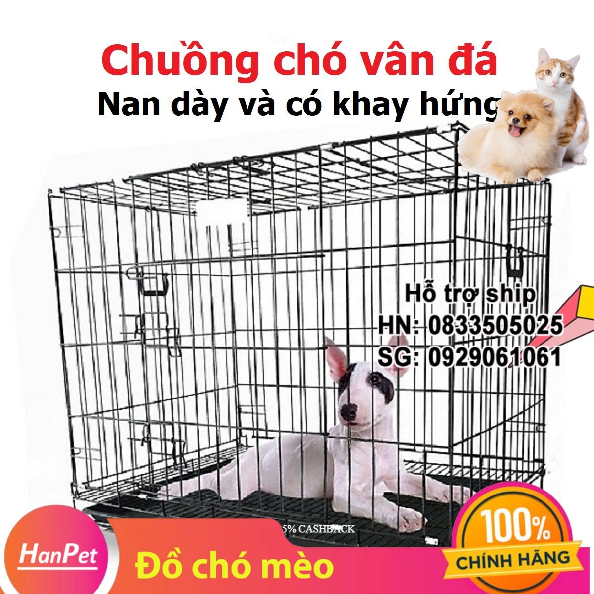 - Lồng cho chó mèo vân đá 4 size chuồng cho chó mèo gấp gọn