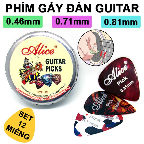 Bộ 12 Phím Gảy Alice Cho Đàn Guitar Các Loại Mỏng Dày Khác Nhau