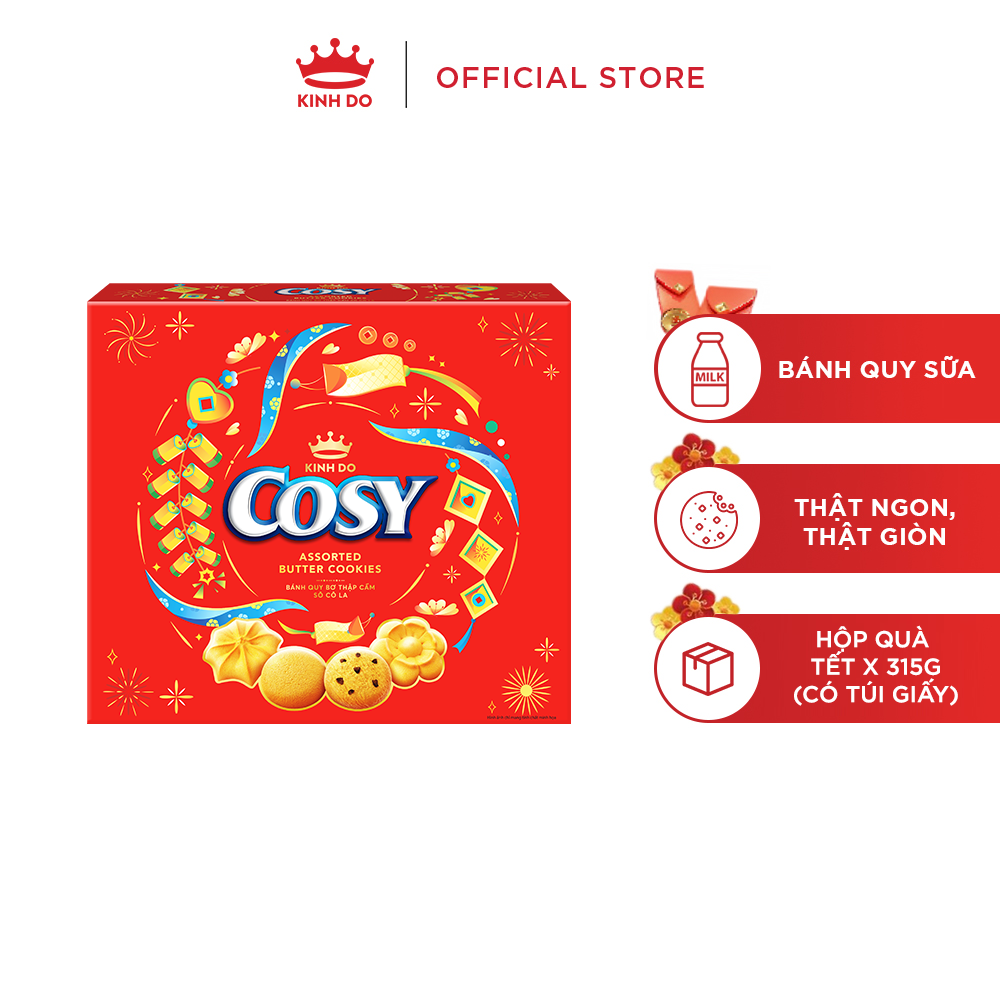 [CÓ TÚI GIẤY] Hộp Bánh Quy Cosy Tết 2026 Thập Cẩm Vị Socola 315g