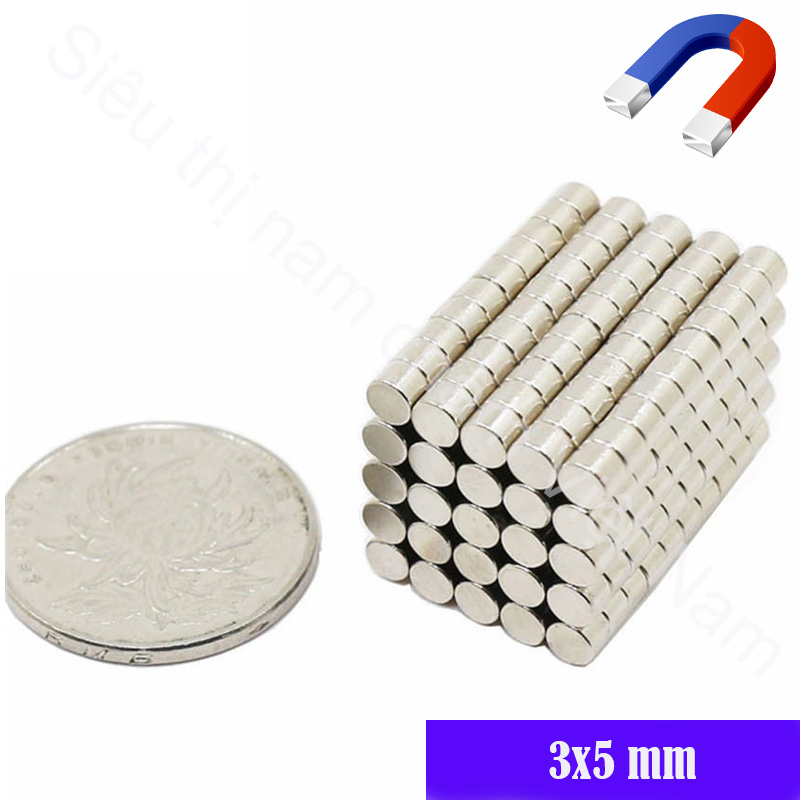 Nam châm 3x5mm set 10v nam châm tròn đường kính 3mm