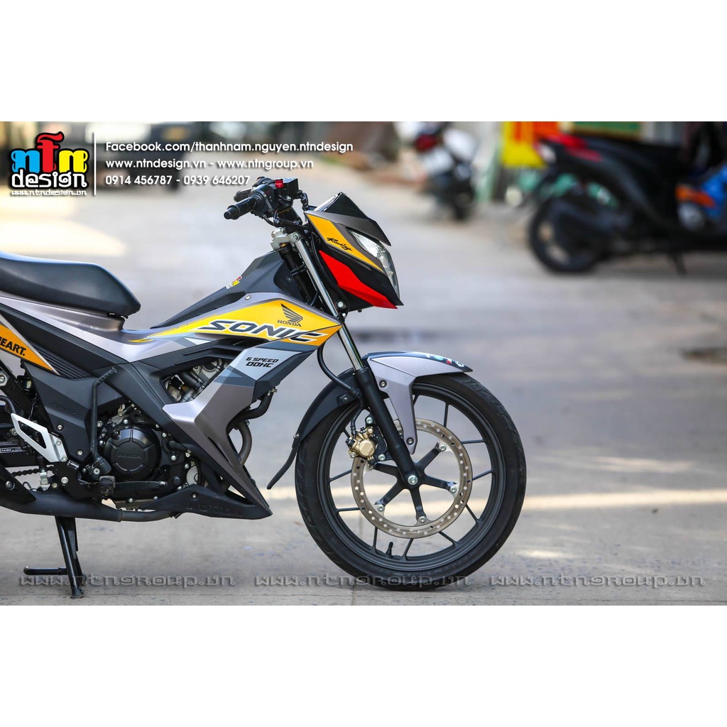 Tem rời dán xe sonic mẫu xám vàng đen cực đẹp, hàng 3 lớp chất lượng cao