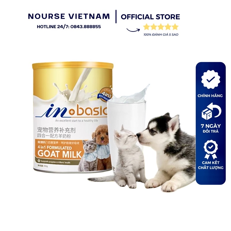 Sữa cho chó InBasic Sữa bột cho chó Sữa dê cho mèo tăng cân NourseVietnam IN17