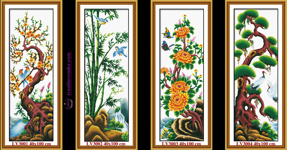 Tứ quý Xuân Hạ Thu Đông 160×100