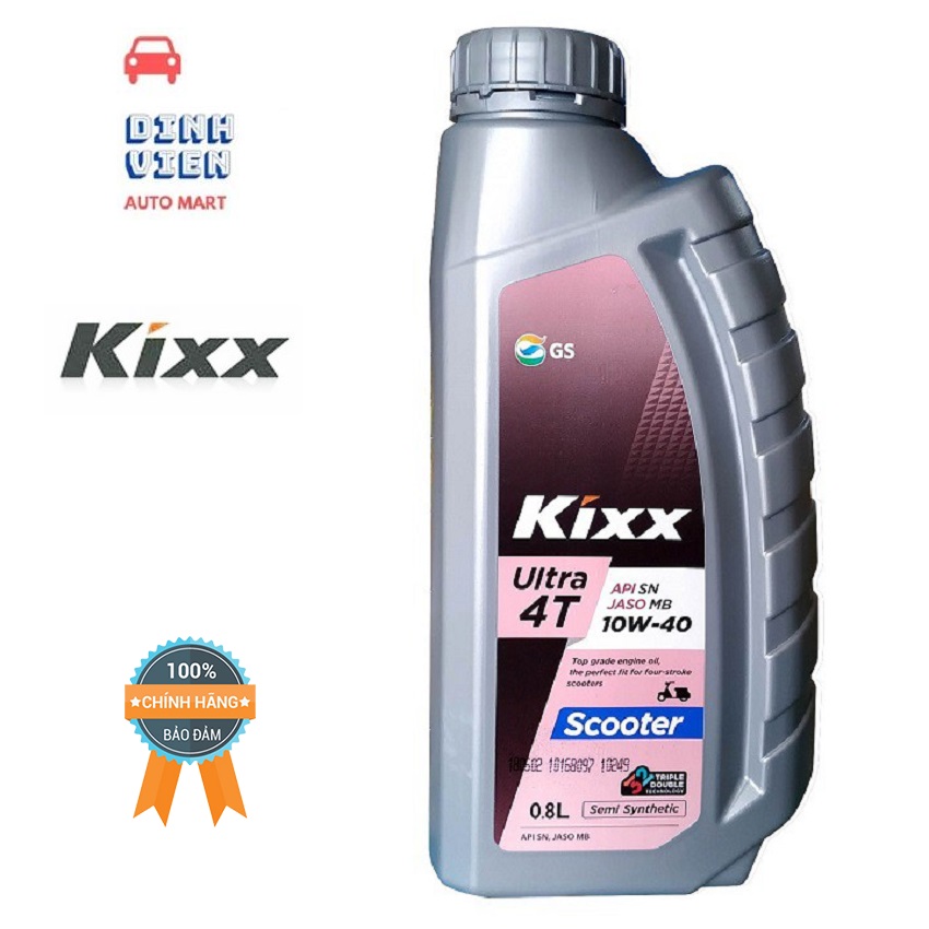 [HCM]Dầu Nhớt Tổng Hợp Kixx Ultra 4T 5W-40 SN Scooter 0.8L Dành Cho Xe Máy Tay Ga Động Cơ Bốn Kỳ (Scutơ) Triple Double Technology