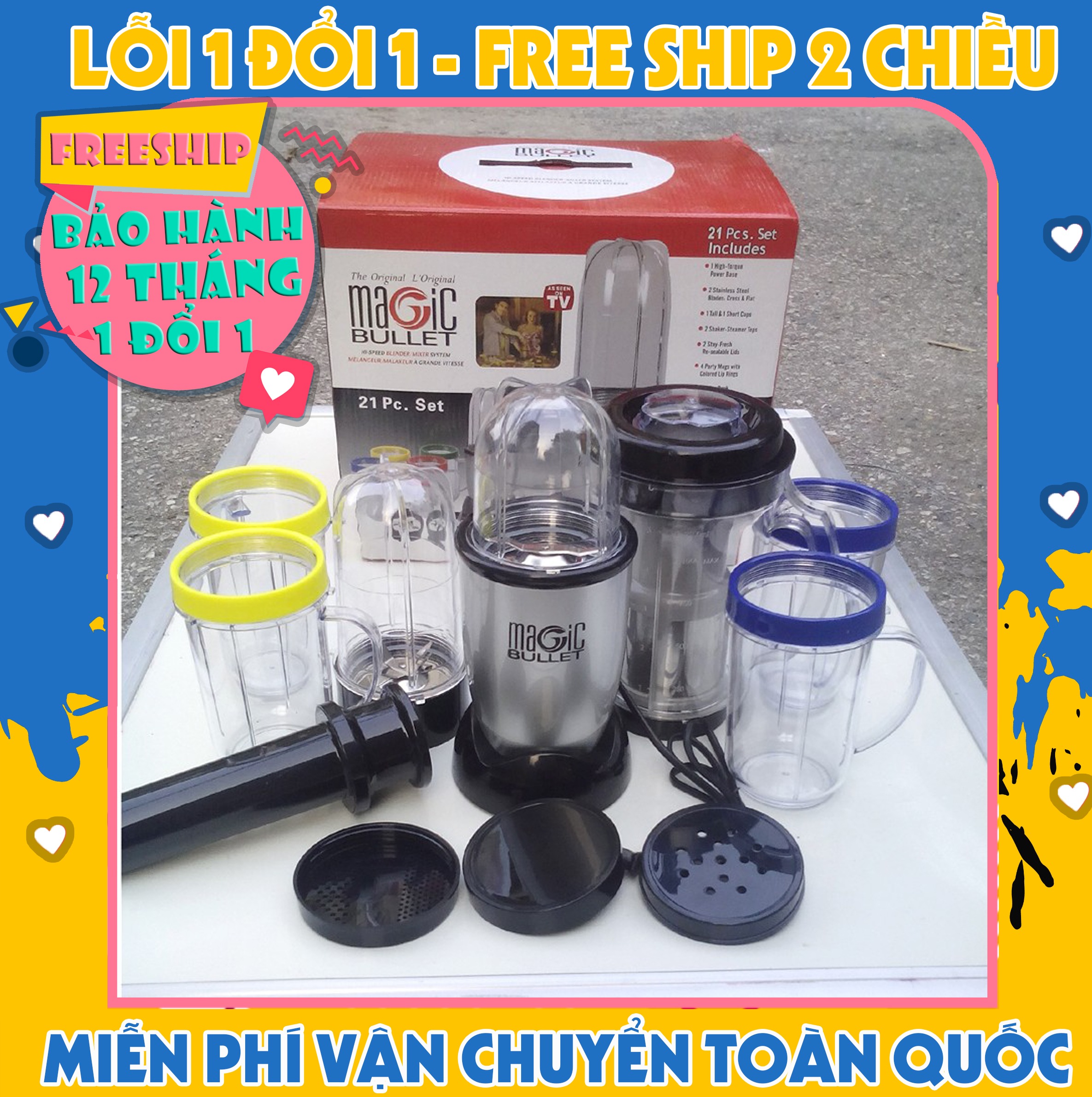 Máy Xay Magic Bullet 21 Chi Tiết, Máy Xay sinh tố đa năng Magic Bullet - Bảo hành 2 năm - Hàng Chính Hãng