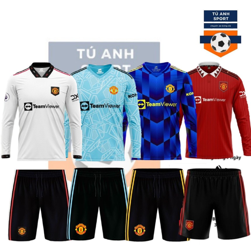 Bộ quần áo thể thao bóng đá dài tay CLB Manchester united chất vải thun thái lạnh
