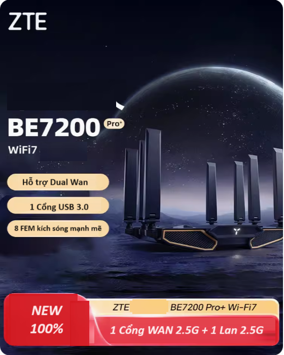 Bộ Phát Wifi Mesh Wifi 7 Dual Wan 2.5G Gigabit ZTE BE7200 Pro