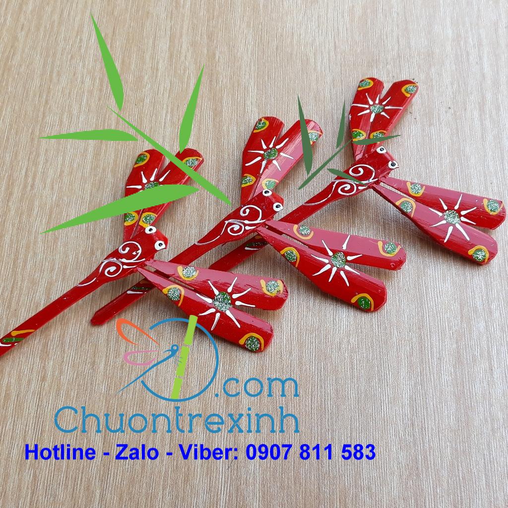 Chuồn chuồn tre 7cm bộ 3 con màu đỏ